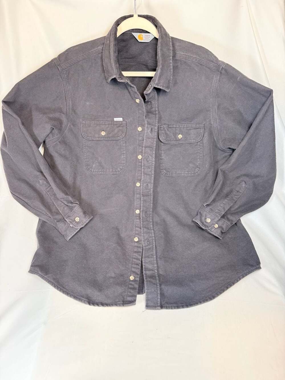 Vintage Carhartt Rugged Outdoor Wear Chamois Flannel Shirt Size L Gray Workwear